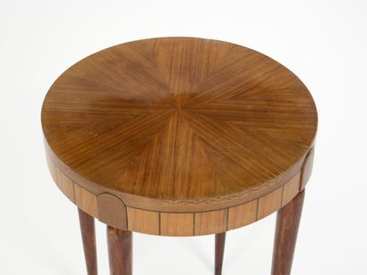 null ART DECO WORK

Pedestal table with a circular top veneered with sunbursts and...