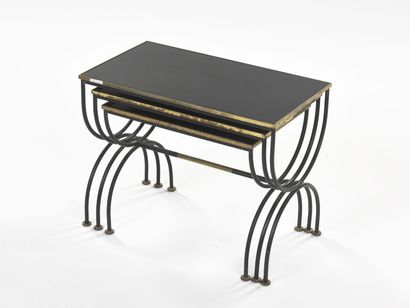 null WORK 1950
Suite of three nesting tables with double arches in blackened iron...