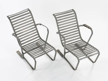 null Marcel BREUER (1902-1981)

Pair of low armchairs with profiled structure in...