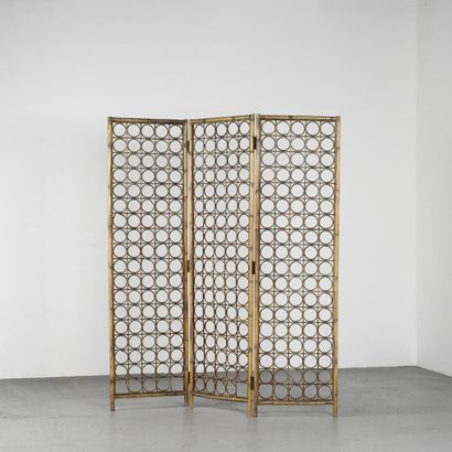 null WORK 1960

Three-panel screen in rattan and bamboo with geometric decoration...