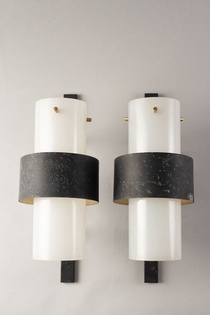 LUNEL HOUSE

Pair of sconces with black lacquered...