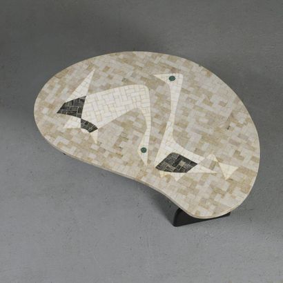 null Berthold MÜLLER (1893 - 1979)

Coffee table with bean-shaped tray in mosaic...