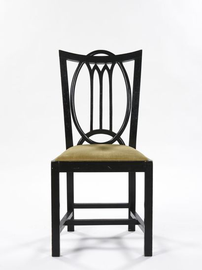 null In the spirit of Josef HOFFMANN

Suite of three chairs with black lacquered...