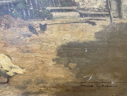null Ferdinand
 Cour de ferme
Huile sur toile, signée ne bas à droite
40 x 65 cm...