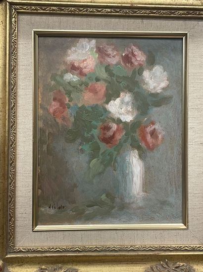 null Henry SAINT-CLAIR (1899-1990
Bouqet de roses
Huile sur isorel
Signée en bas...