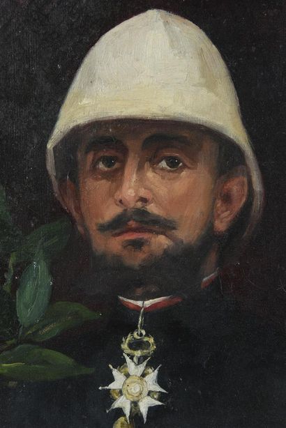 null Ecole française fin 19ème
Portrait d'un officier d'infanterie colonial
huile...