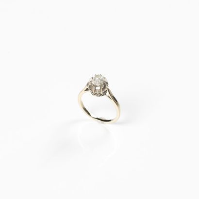 null 18K (750) white gold ring set with an accidental rose-cut diamond. Weight 3.20...