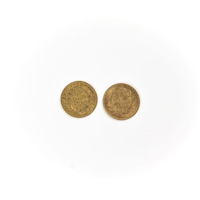null Deux pièces or 10 Francs : Napoléon III Empereur Tête laurée 1865, Napoléon...