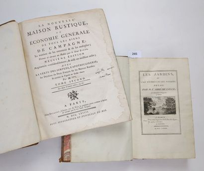 null Un ensemble de 2 volumes du XVIIIe siècle :

DELILLE (Abbé). Les Jardins ou...