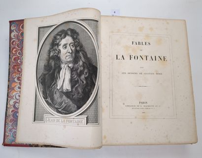 null LA FONTAINE. Fables illustrées par Gustave DORÉ. Un volume in-folio, demi-chagrin...