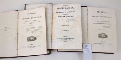 null [Jésuites]. Réunion en 3 volumes in-8 de 21 textes des années 1827 - 1829 relatifs...