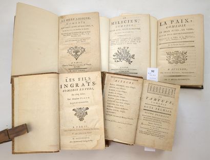 null Réunion de 5 volumes de pièces de théâtre imprimées dans au XVIIIe ou au début...