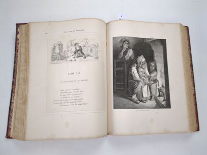 null LA FONTAINE. Fables illustrées par Gustave DORÉ. Un volume in-folio, demi-chagrin...