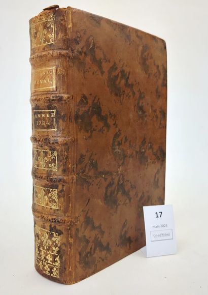 null Almanach Royal. Année bissextile. 1784. Un volume in-8 relié cuir. Dos à 5 nerfs...