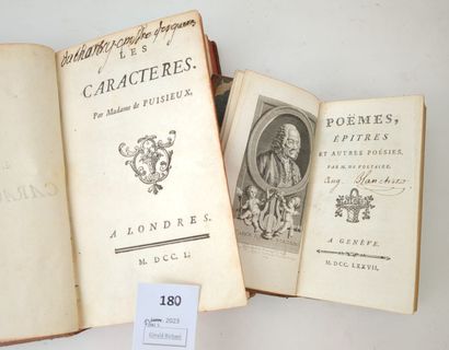 null Un ensemble de 2 volumes du XVIIIe siècle :
PUISIEUX (Madeleine d'Arsant de)....