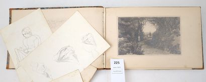 null Un album de croquis ayant appartenu à Adrien de Barrau, daté 1839. Un volume...