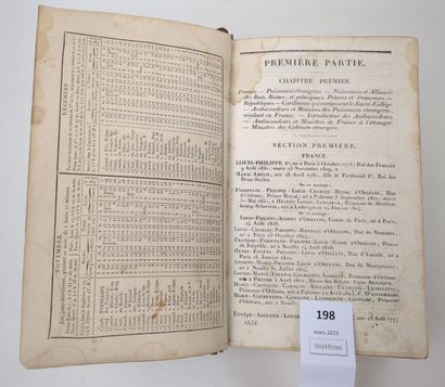 null Almanach royal et national pour 1838. Un volume in-8, plein maroquin rouge orné....