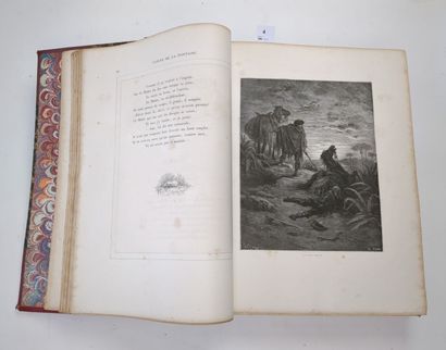 null LA FONTAINE. Fables illustrées par Gustave DORÉ. Un volume in-folio, demi-chagrin...