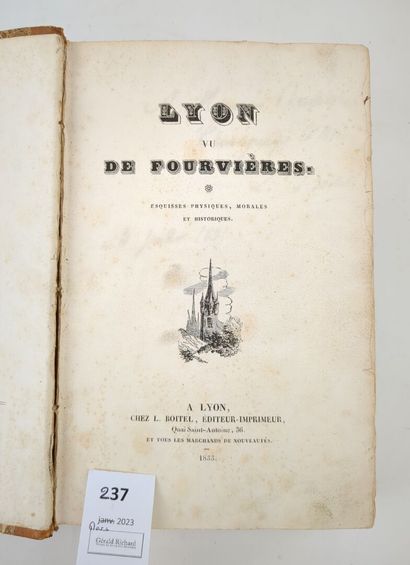 null [BOITEL (Léon)]. Lyon vue de Fourvière. Un volume in-8, demi-reliure cuir. Gravures...