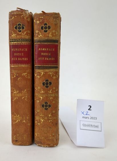 null Almanach dédié aux Dames. Années 1809 et 1810. 2 volumes in-18 reliés plein...