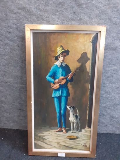 null LASSALLE 
Le violoniste 
Huile sur toile 
59.5 x 29.5 cm 
Signée en bas à droite...