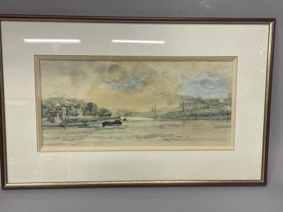 null Allain RENOUX 
Vue de Saone vers Vaise 
Aquarelle sur papier
21 x 45 cm7