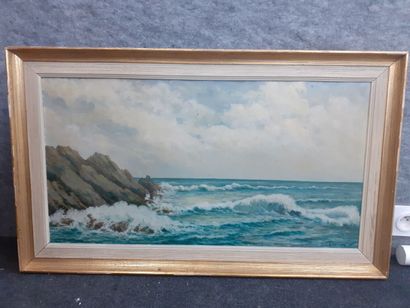 null H. MAUSSANG 
Bord de mer 
Huile sur isorel 
Signée 
40 x 78 cm 
