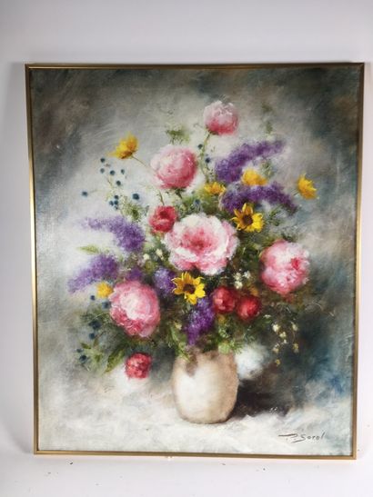 SOREL 
bouquet de fleurs 
huile sur toile
Signée...