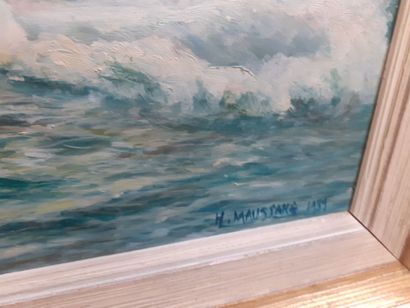 null H. MAUSSANG 
Bord de mer 
Huile sur isorel 
Signée 
40 x 78 cm 

