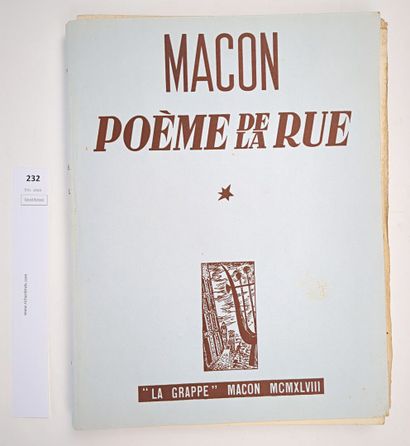 null CARRON (Jean). Poème de la Rue. Un volume in-folio en feuilles sous couverture...