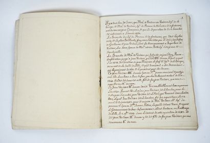 null Manuscript notebook reporting on genealogical research by the VERDIERE family....