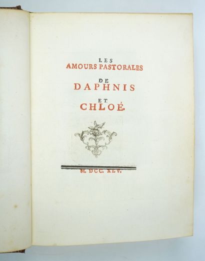 null LONGUS: Les amours pastorales de Daphnis et Chloé. S.l., , sn, 1745. One volume;

15.3...