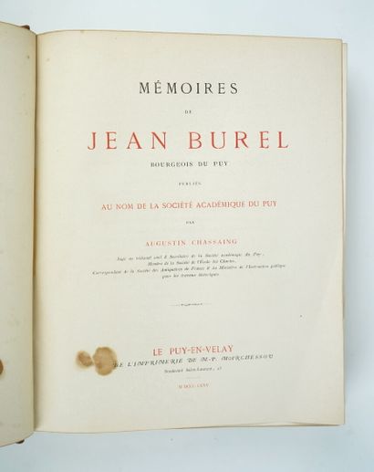 null CHASSAING (Augustin): Mémoires de Jean Burel, bourgeois du Puy, published by...