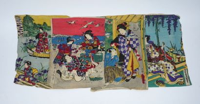 null JAPAN - 4 Japanese prints.

Four prints on crepe paper, in color, very well...