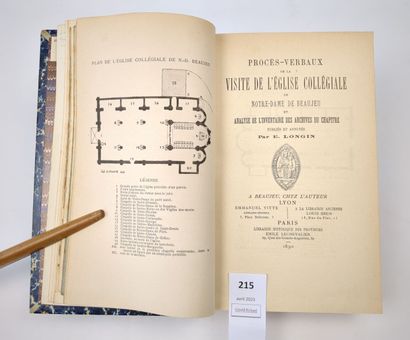 null [Beaujolais]. LONGIN (Émile). Réunion de quatre rares ouvrages relatifs à Beaujeu...