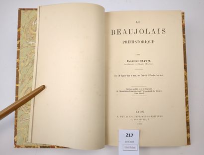 null [Beaujolais]. SAVOYE (Claudius), LE BEAUJOLAIS PREHISTORIQUE, Lyon, A. Rey et...
