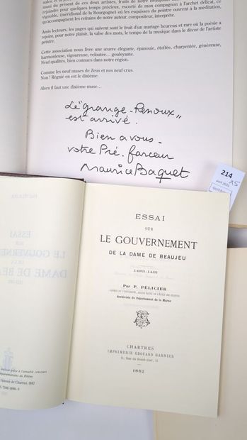 null [Beaujolais]. Réunion de 5 volumes :

PÉLICIER (Paul). Essai sur le gouvernement...