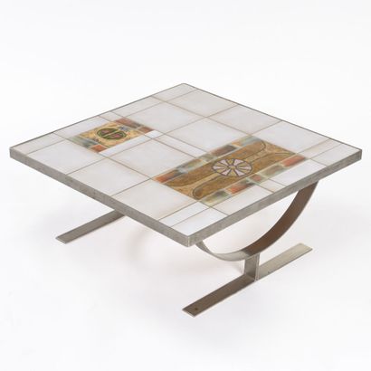 null Jean GREGORIEFF (born in 1931)

Square coffee table with stainless steel structure...