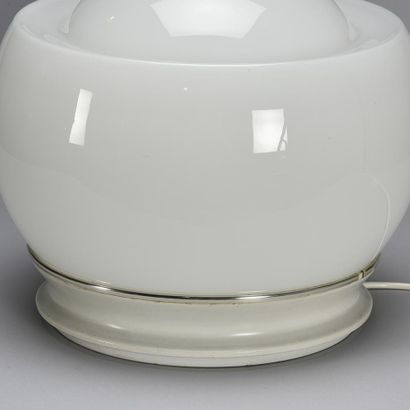 null WORK 1970

Table lamp in white opaline blown glass resting on a white lacquered...