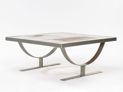 null Jean GREGORIEFF (born in 1931)

Square coffee table with stainless steel structure...