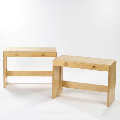 null ARC MOBILIER

Pair of desks or consoles with two drawers and circular handles,...