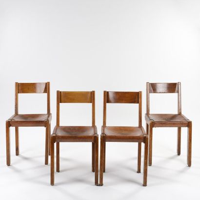 null Pierre CHAPO (1927-1987)

Suite of four chairs model S24 with structure in solid...