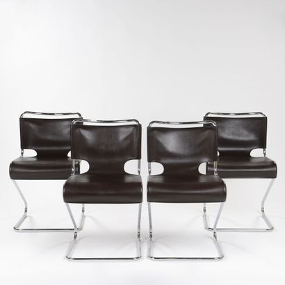 null Pascal MOURGUE (Born in 1934)

Suite of four chairs model Biscia with chromed...