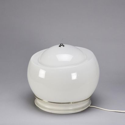 null WORK 1970

Table lamp in white opaline blown glass resting on a white lacquered...