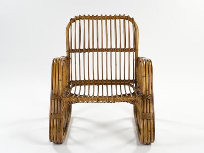 null Attributed to BONANCINA

Pair of armchairs with large curved bamboo canes and...