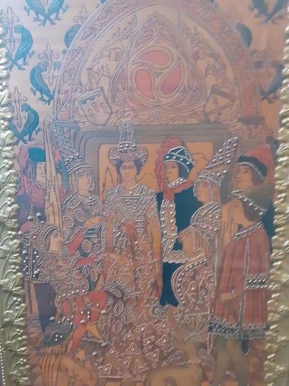 null La cour du Roi Charles VII
Panneau pyrogravé 
101 x 54 cm 