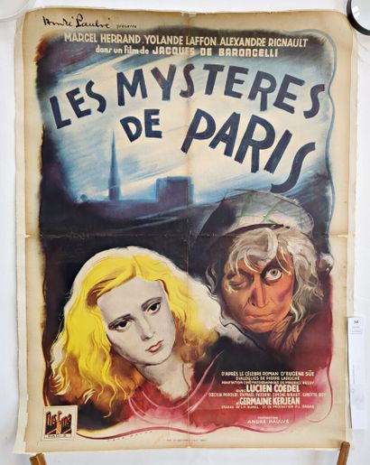 null [Cinéma]. Les Mystères de Paris (1943) de Jacques de Baroncelli. Affiche entoilée....