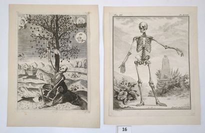 Réunion de 2 gravures macabres :
1/ La Mort...