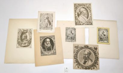 Un ensemble de 7 portraits gravés du XVIe...