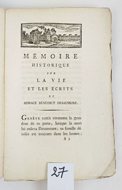 SENEBIER (Jean) : Mémoire historique sur...